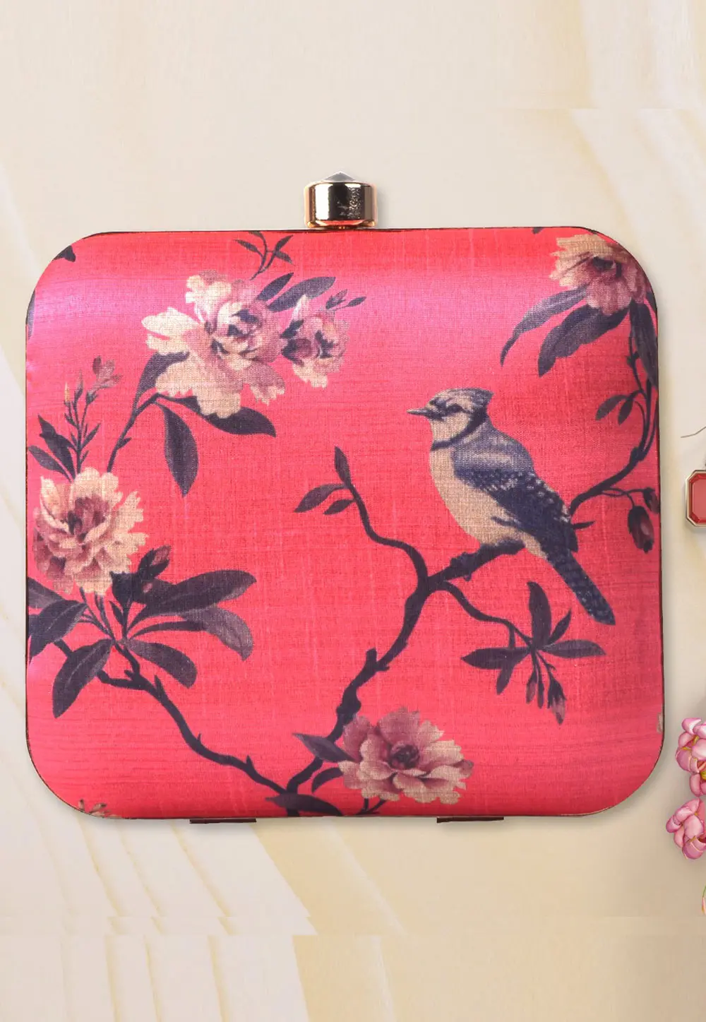 Pink Art Silk Clutch 297881