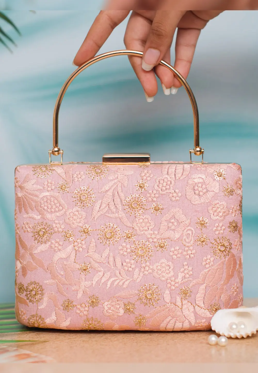 Pink Art Silk Clutch 299167