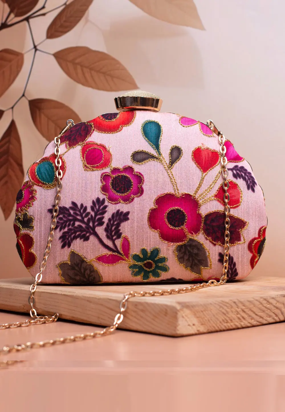 Pink Art Silk Clutch 299370