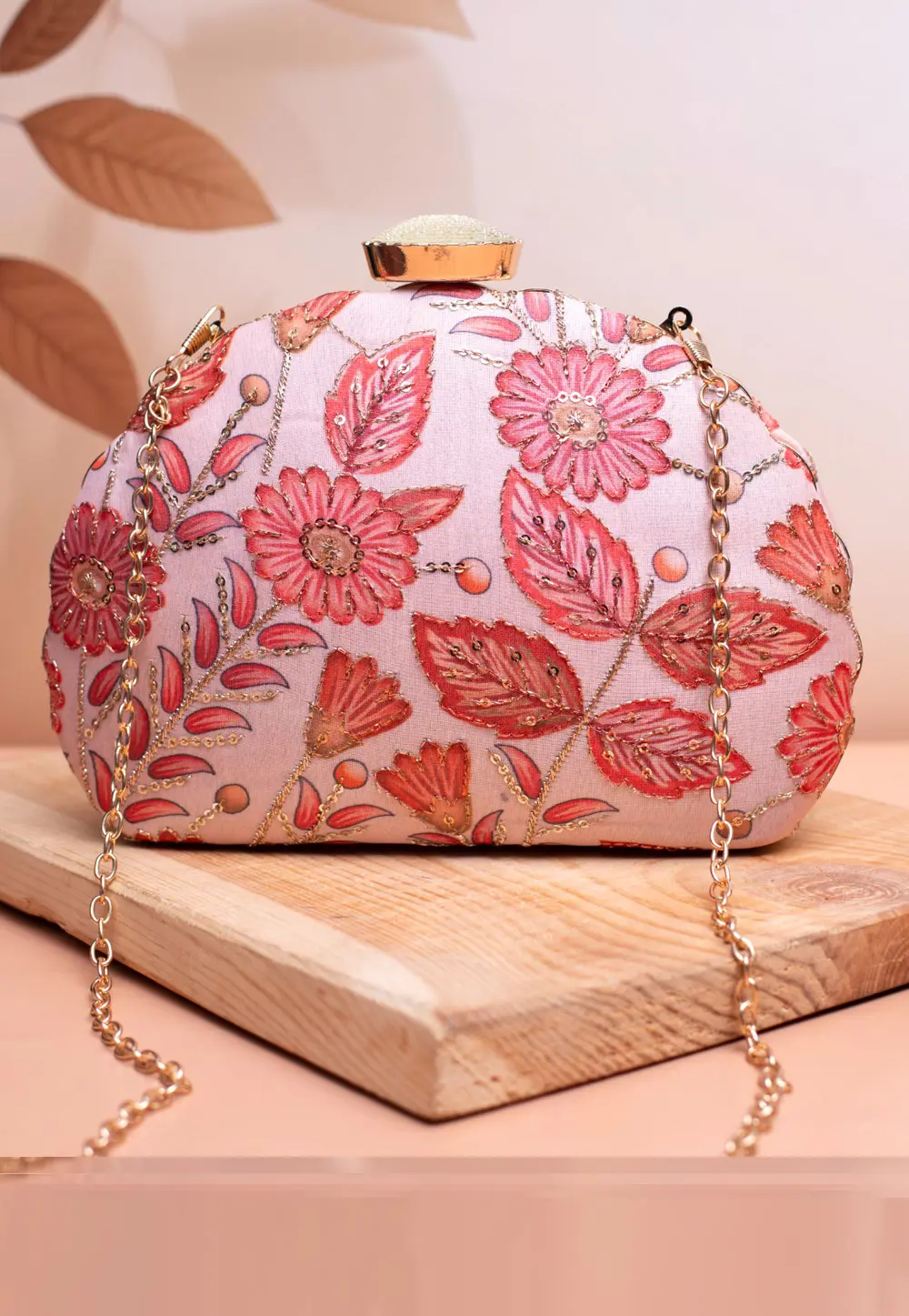 Pink Art Silk Clutch 299373