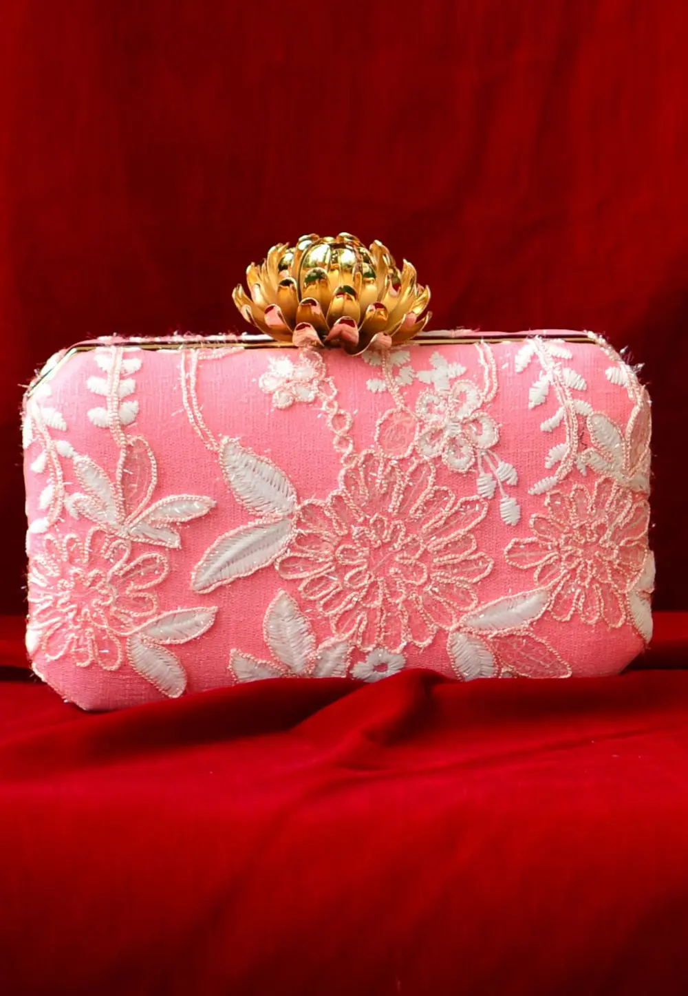 Pink Art Silk Clutch 299383