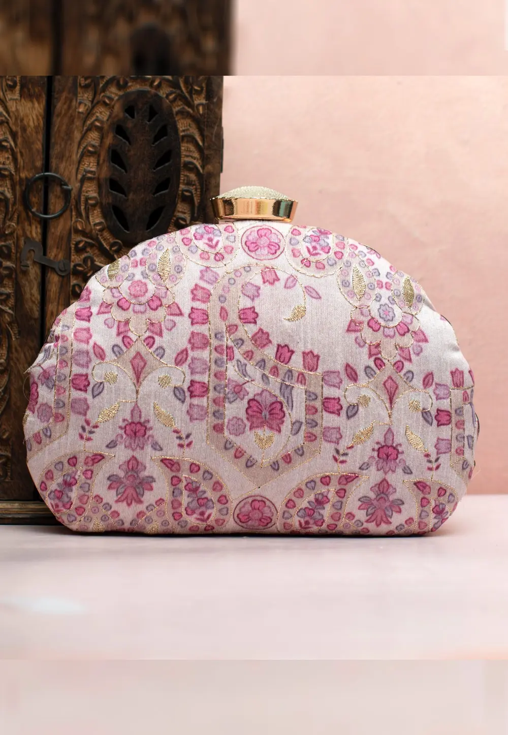 Pink Art Silk Clutch 300643