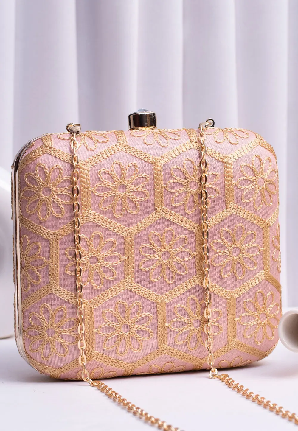 Pink Art Silk Clutch 303759