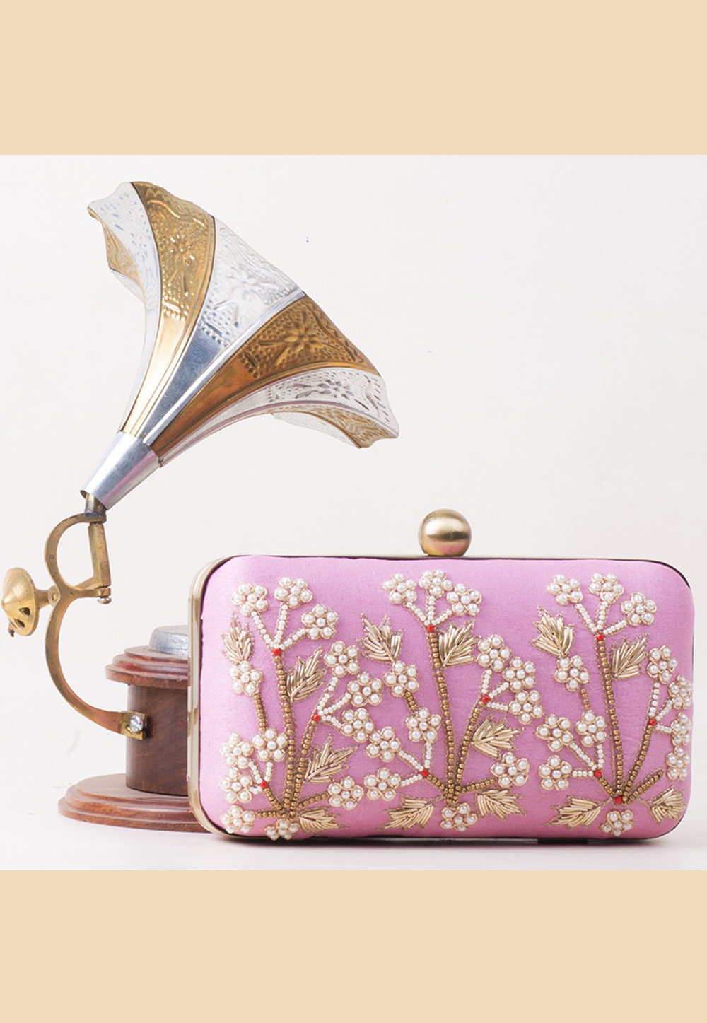 Pink Art Silk Clutch 306370