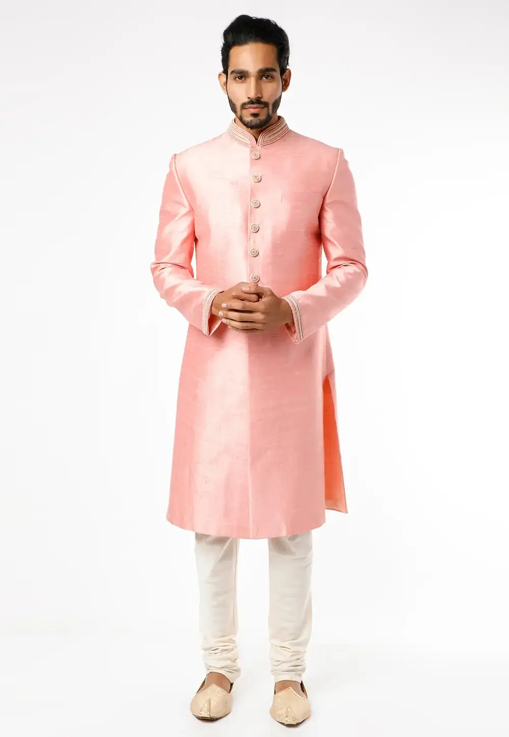 Pink Art Silk Indo Western Sherwani 300174