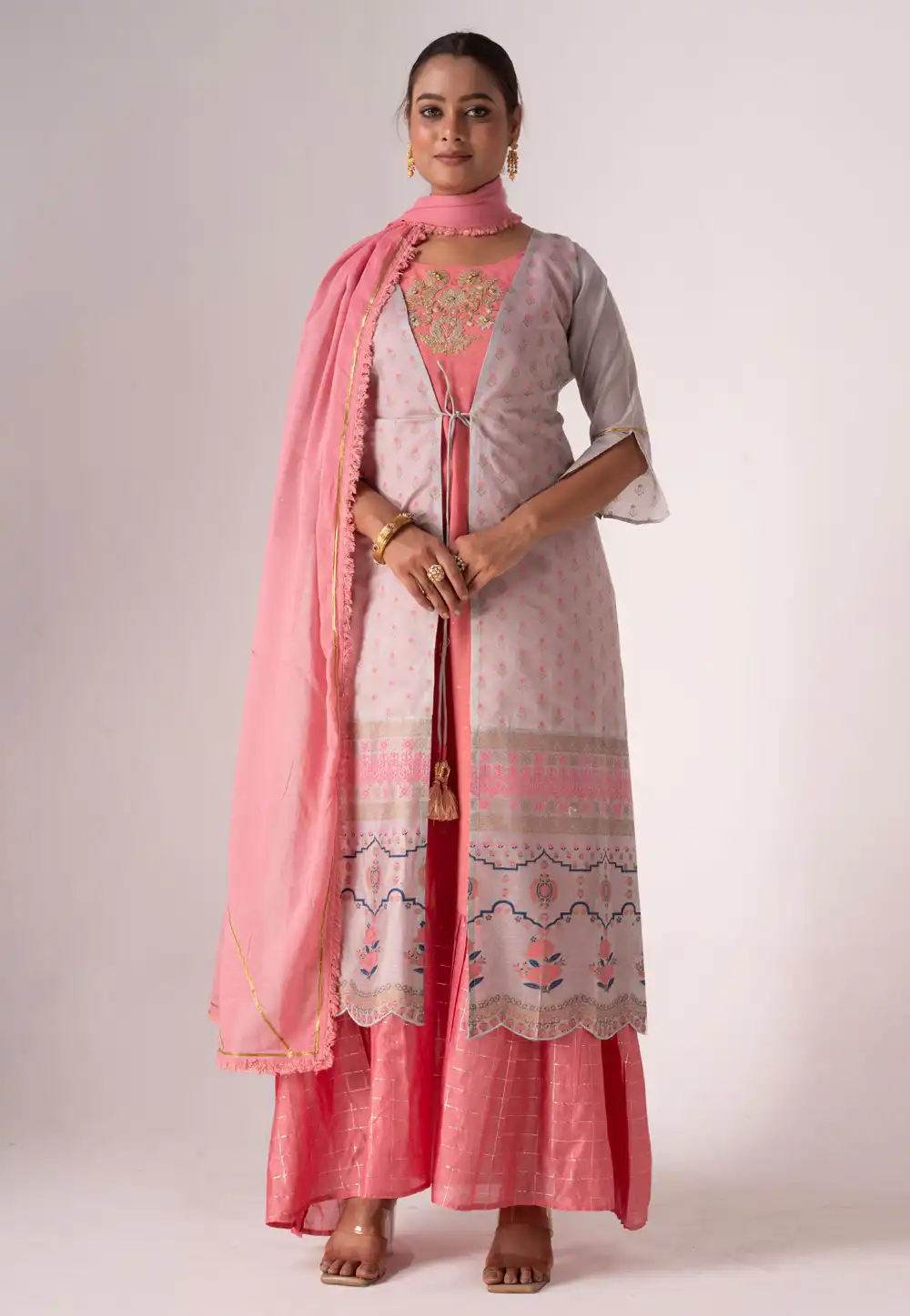 Pink Art Silk Jacket Style Suit 290403