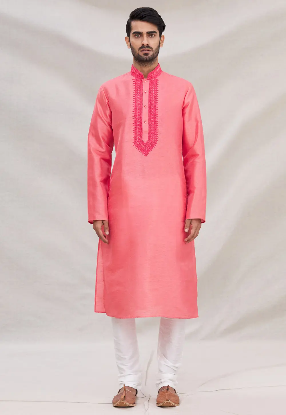 Pink Art Silk Kurta Pajama 300259