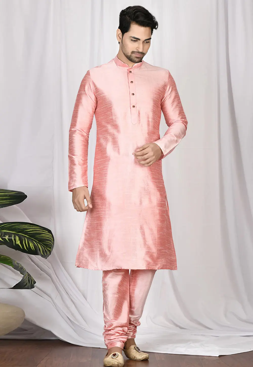 Pink Art Silk Kurta Pajama 300277