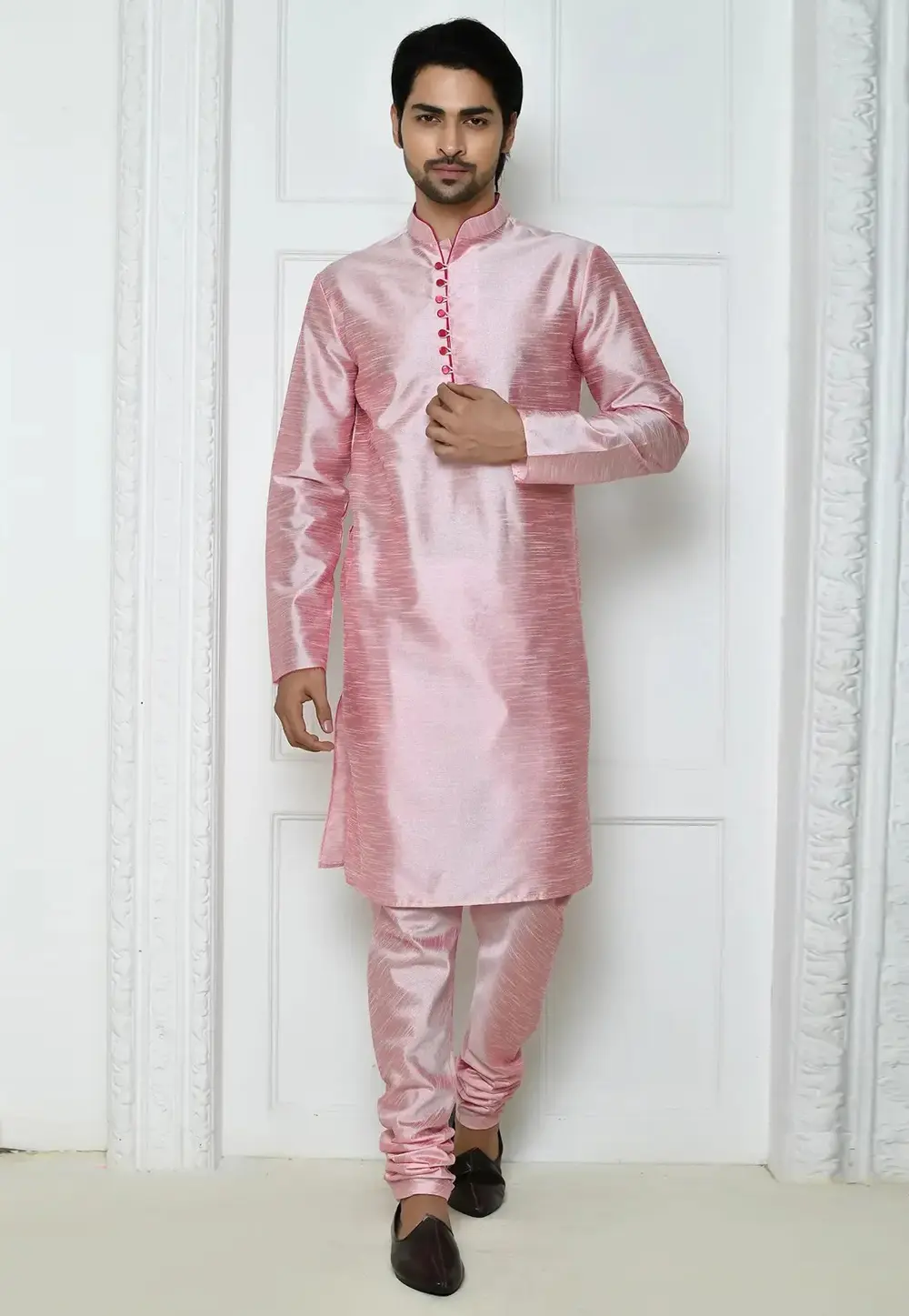 Pink Art Silk Kurta Pajama 300741