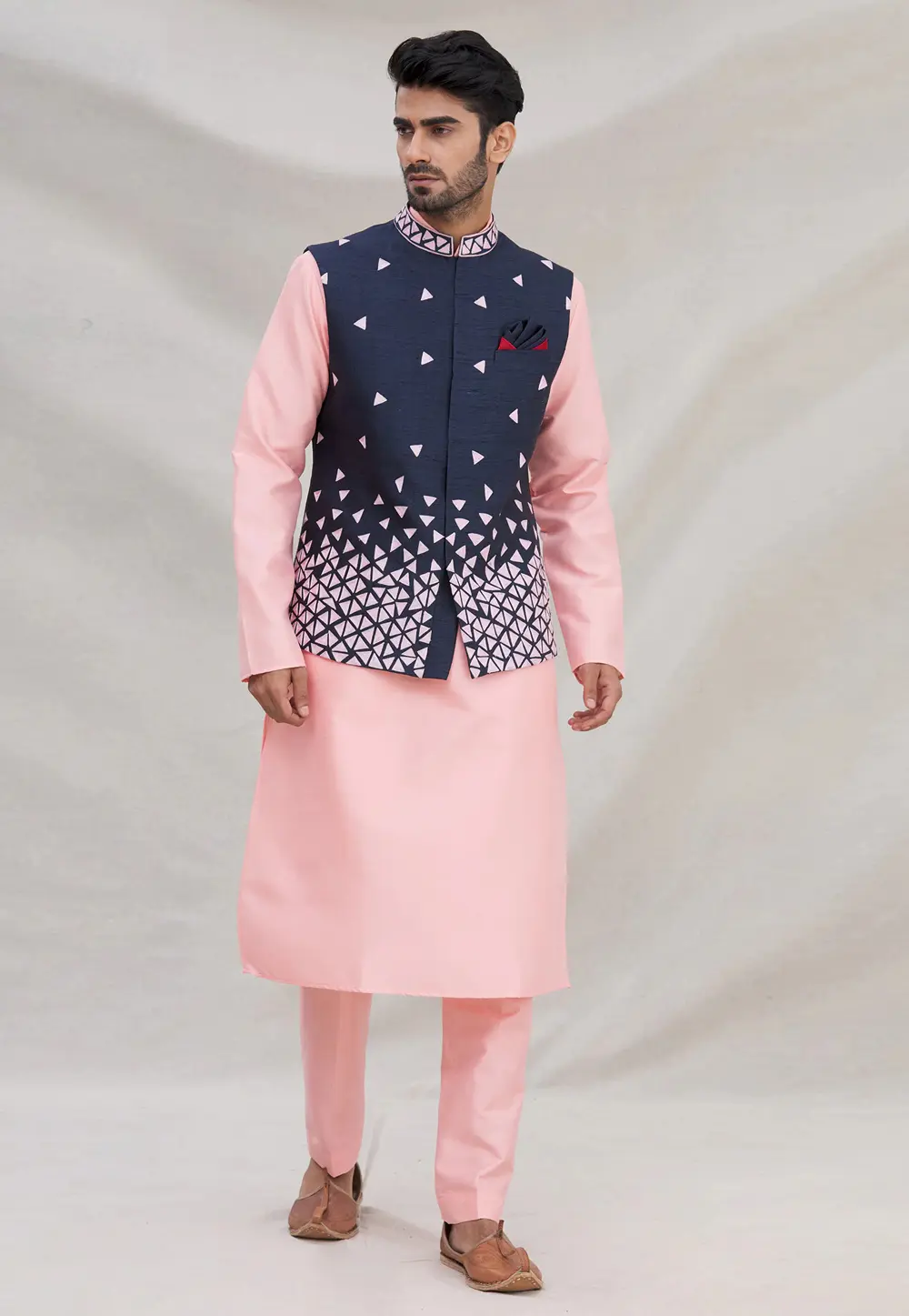 Pink Art Silk Kurta Pajama With Jacket 300024