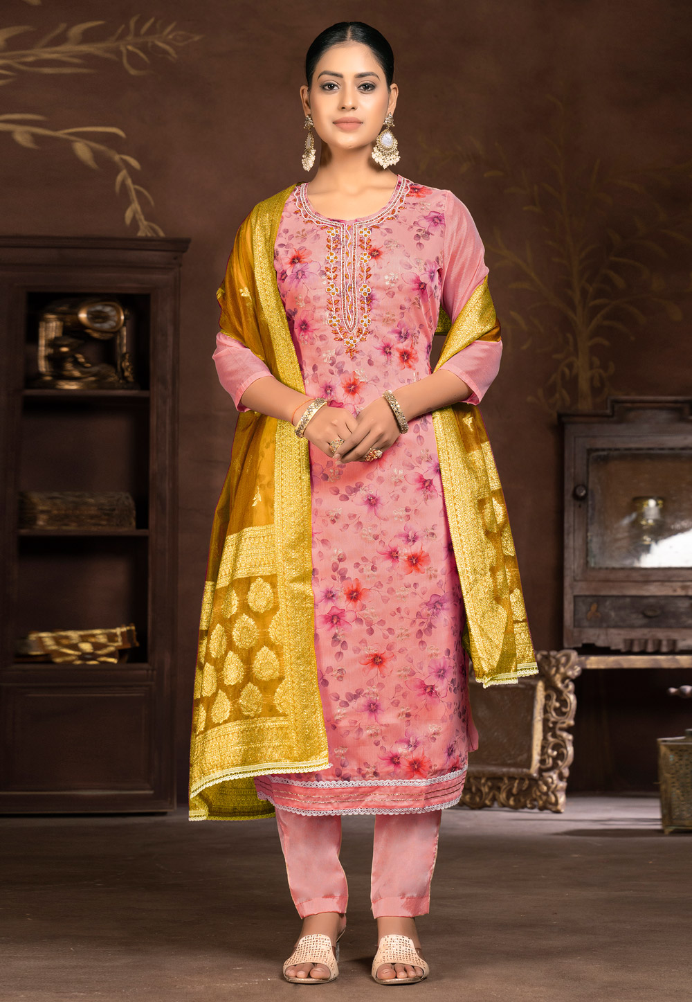 Pink Art Silk Pant Style Suit 281051
