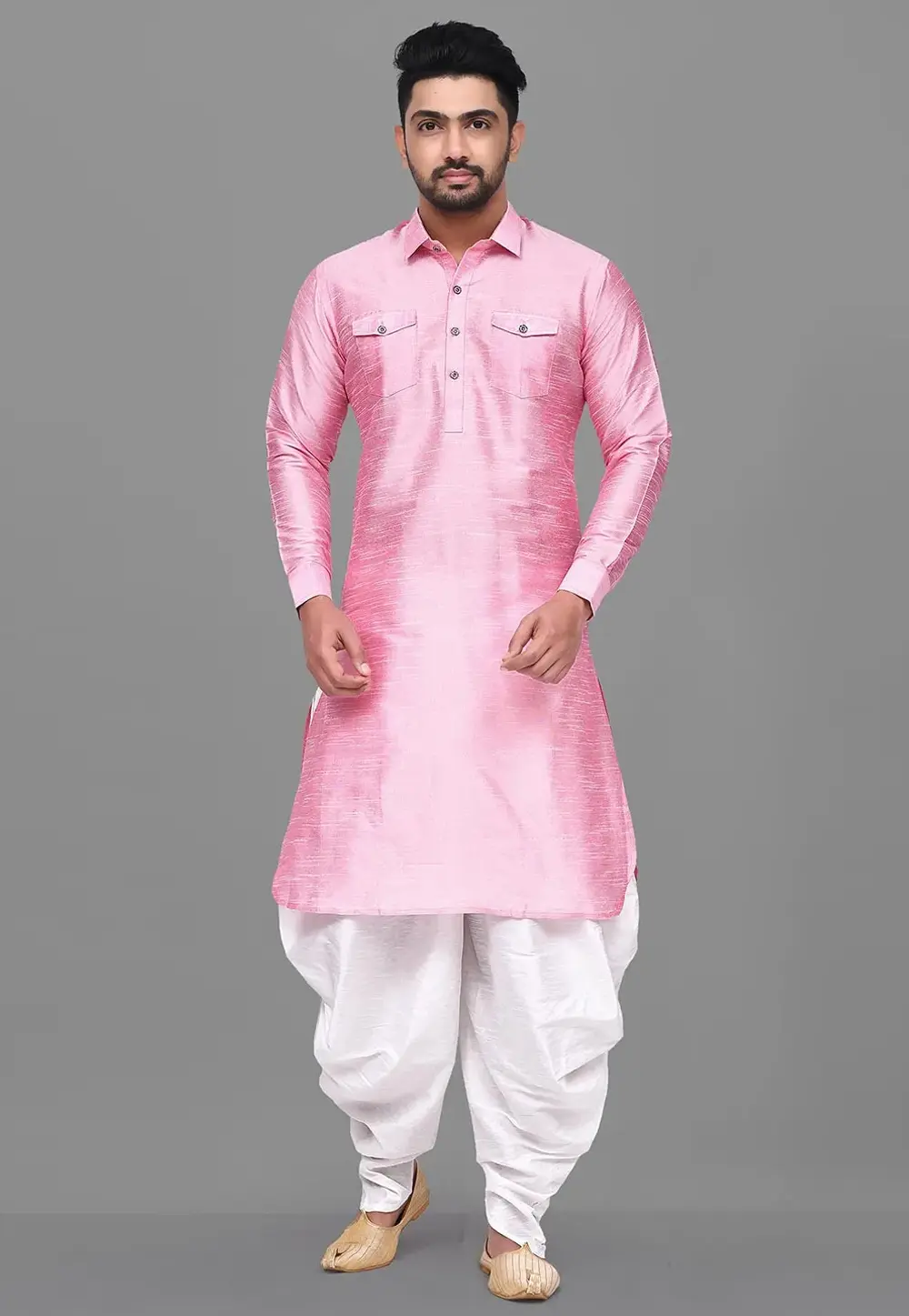 Pink Art Silk Pathani Suit 300790