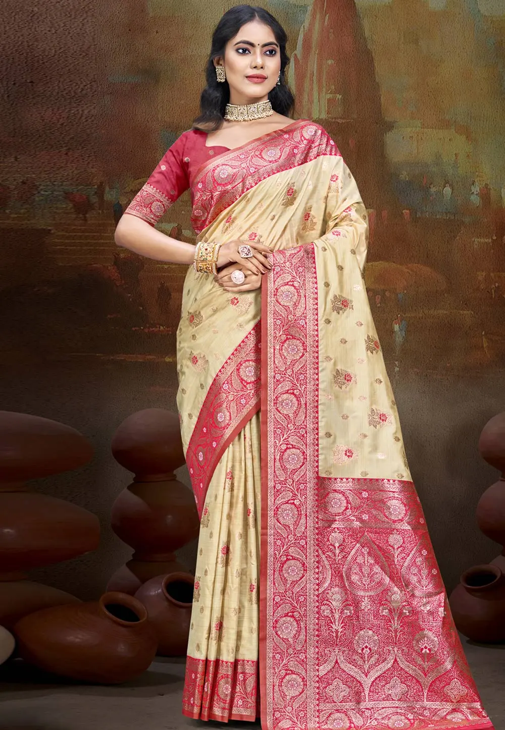 Pink Art Silk Saree With Blouse 302667