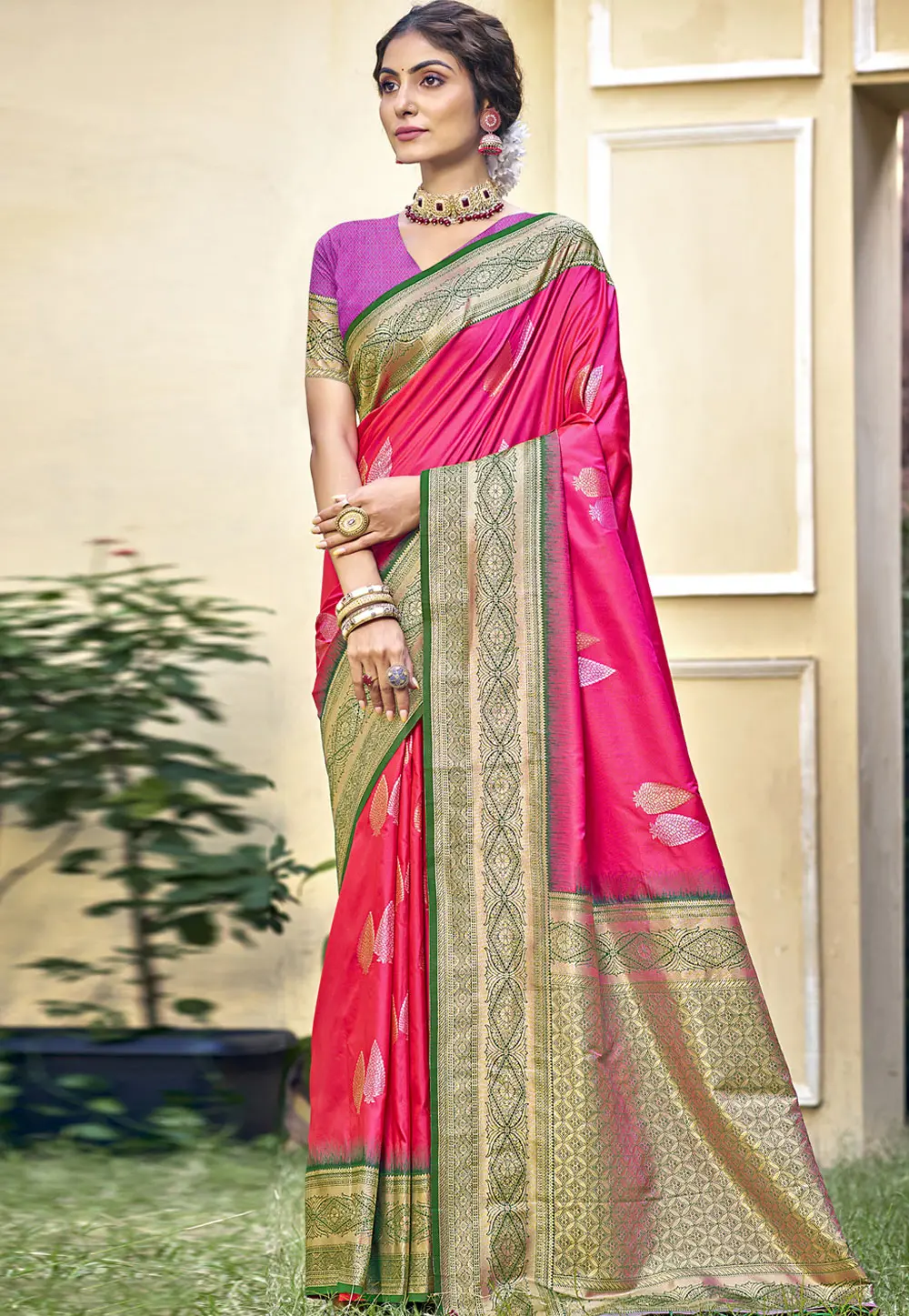 Pink Art Silk Saree With Blouse 303072