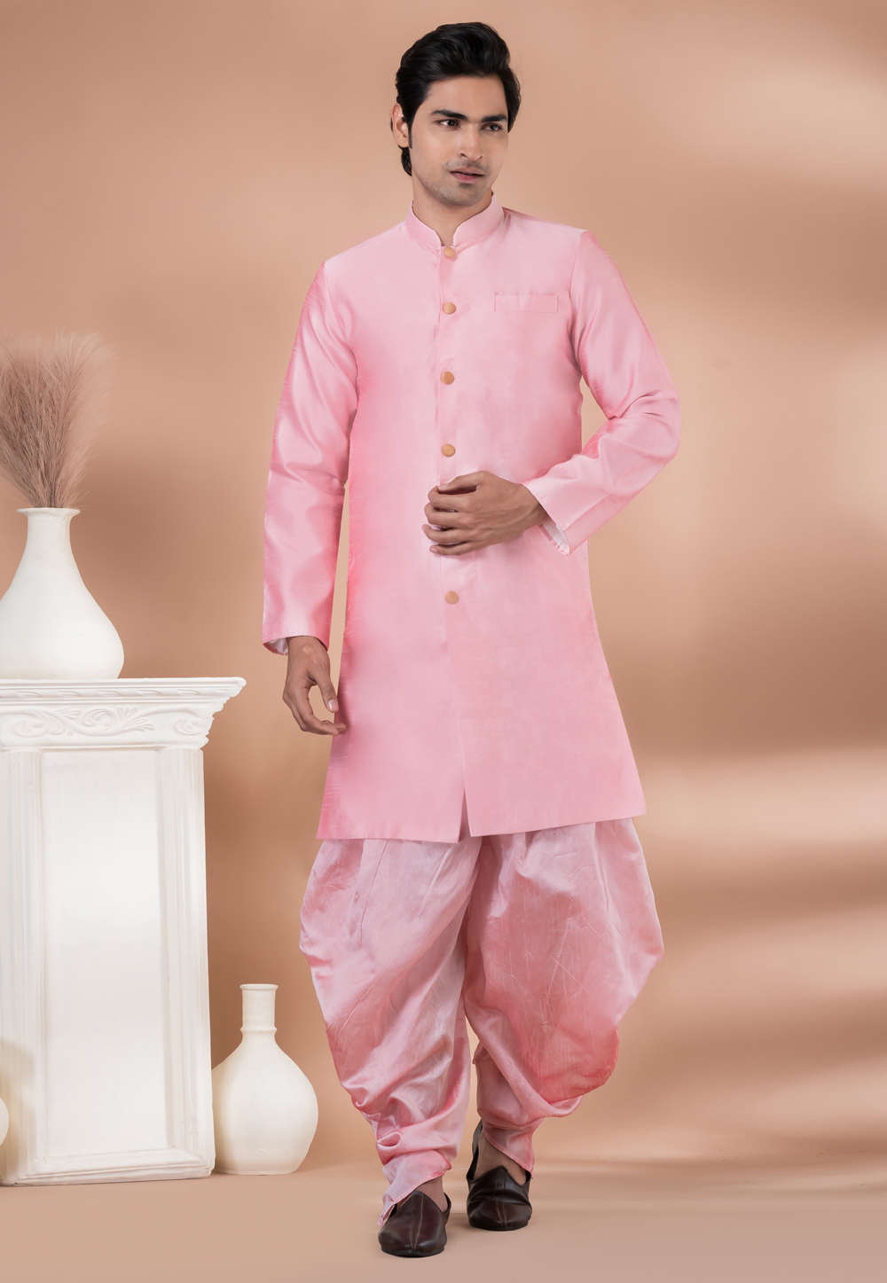 Pink Banarasi Dhoti Kurta 283149