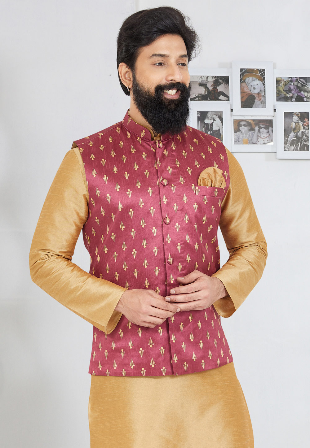 Pink Banarasi Nehru Jacket 286762