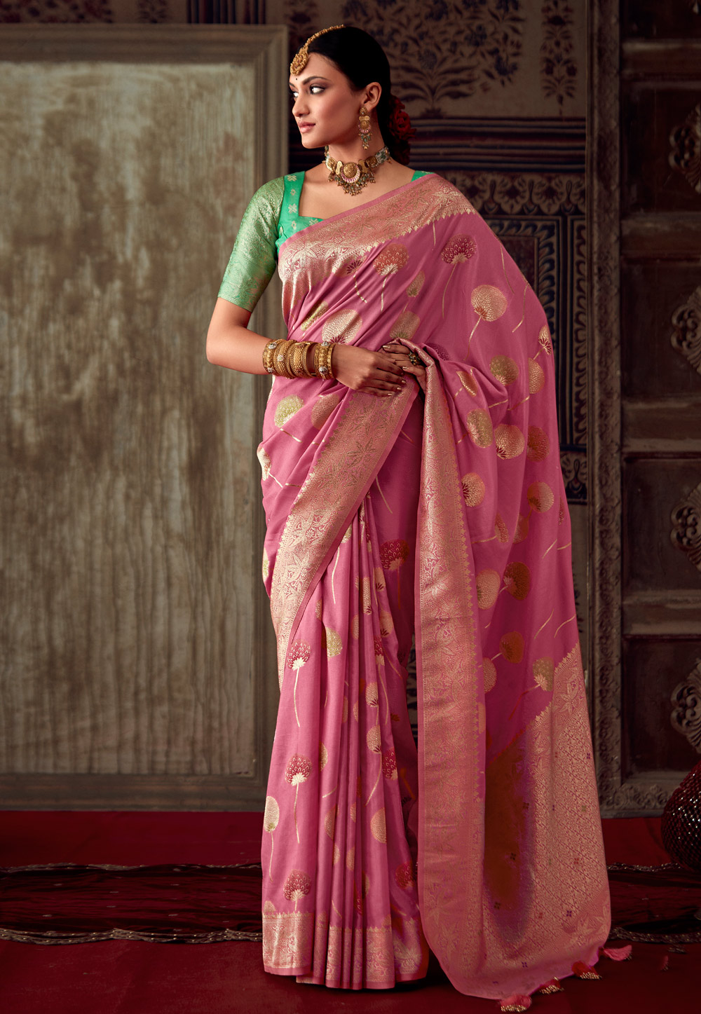 Pink Banarasi Saree 279570
