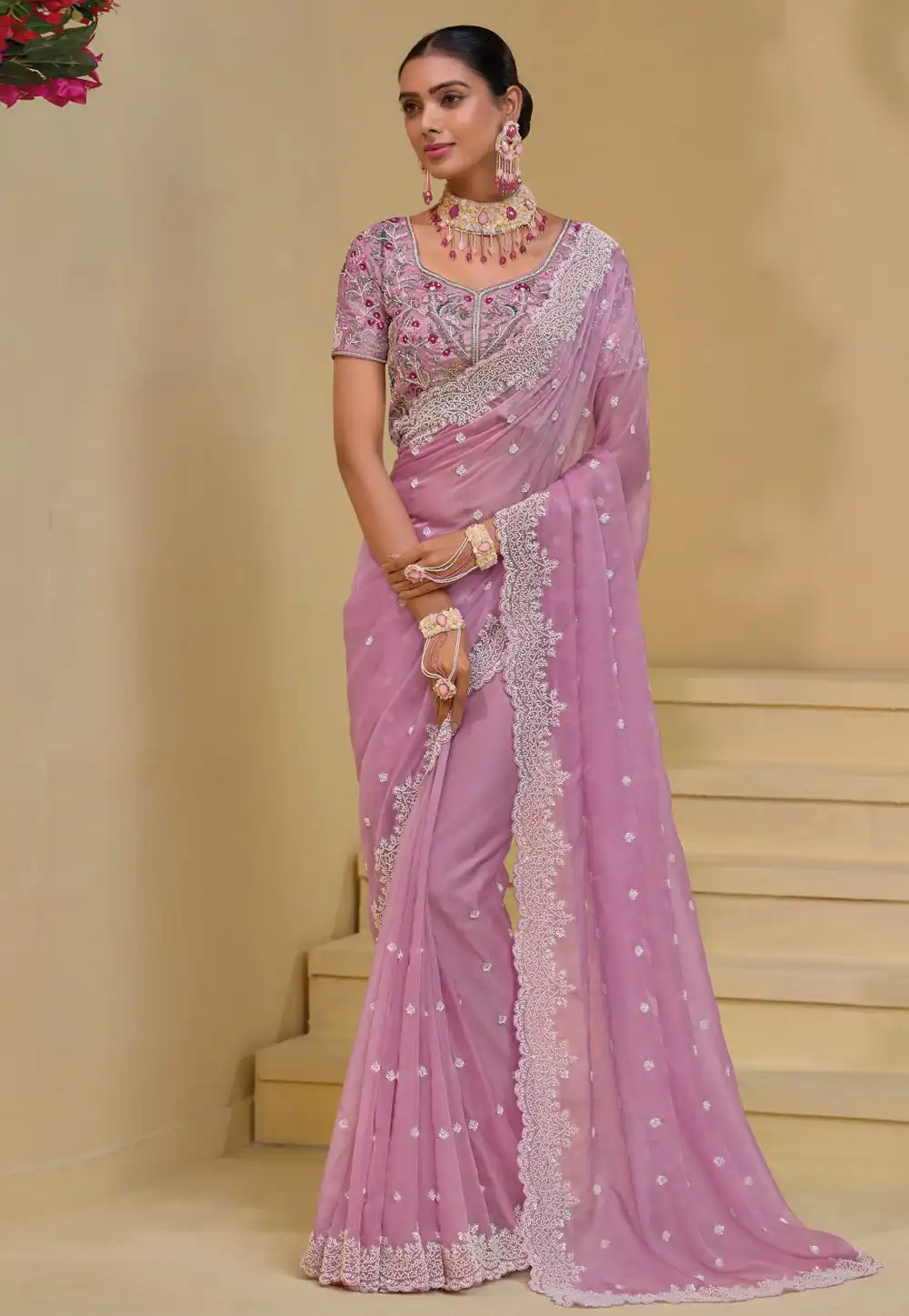 Pink Banarasi Saree 294891