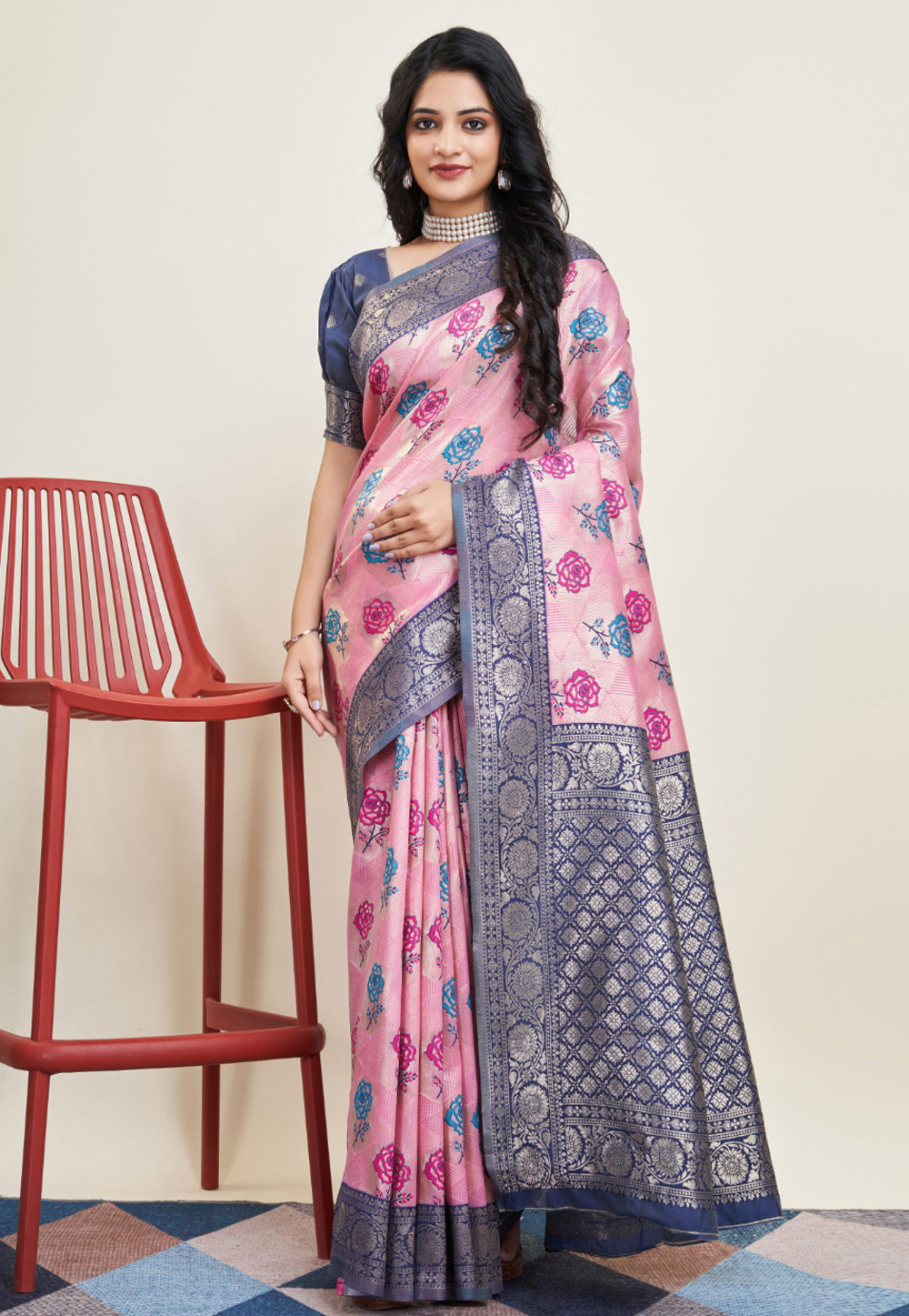 Pink Banarasi Saree With Blouse 280503