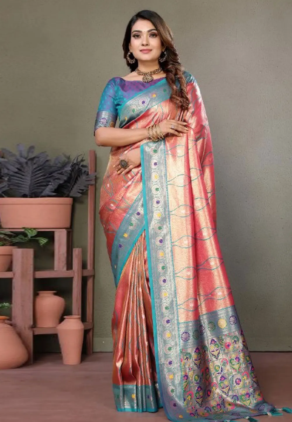 Pink Banarasi Silk Saree 302648