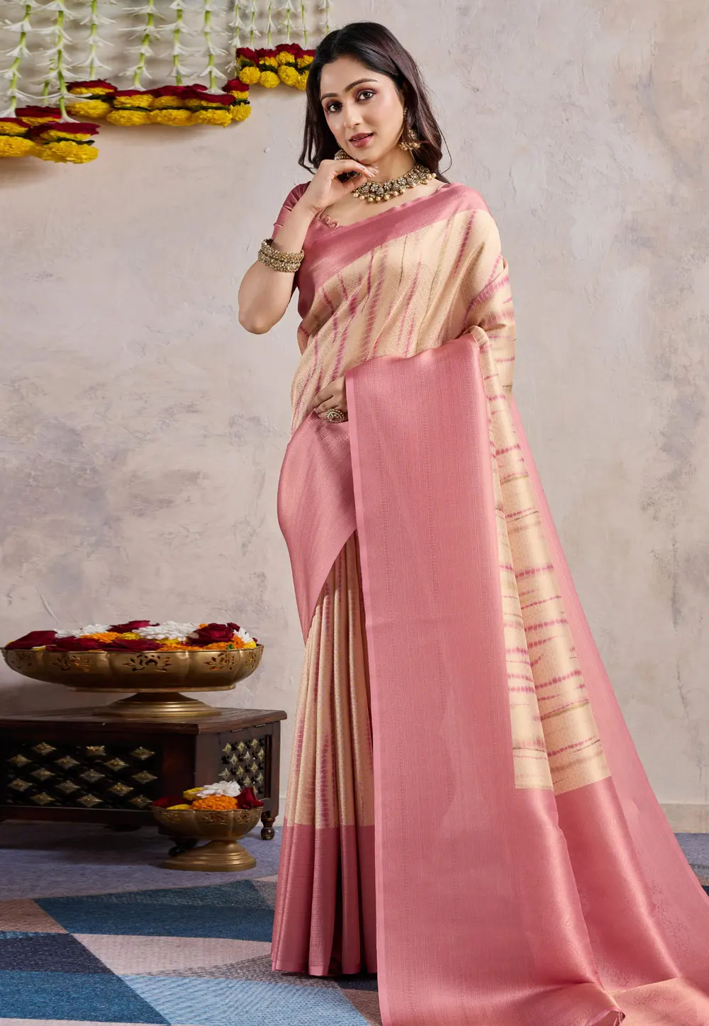 Pink Banarasi Silk Saree 302674