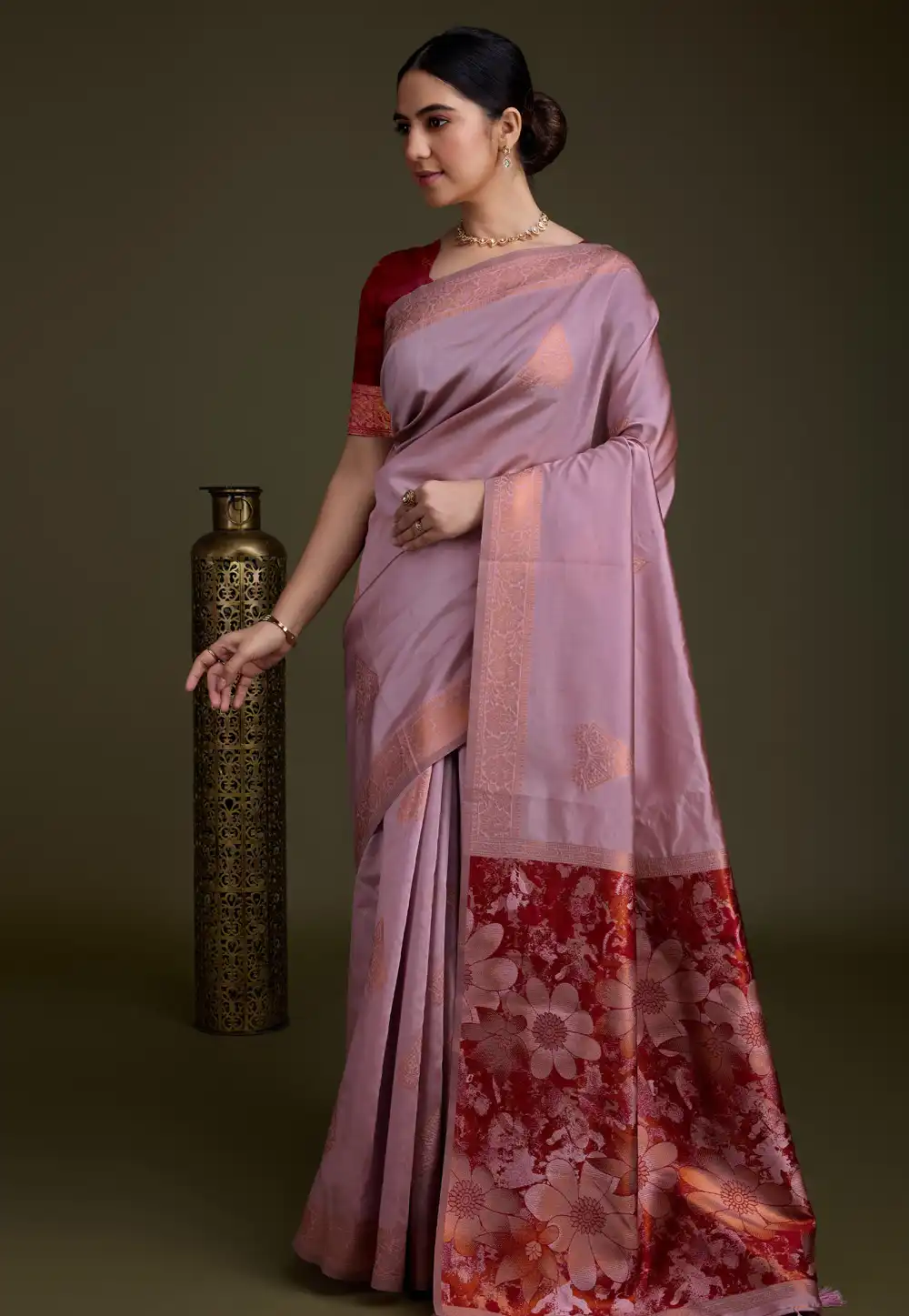 Pink Banarasi Silk Saree 291244