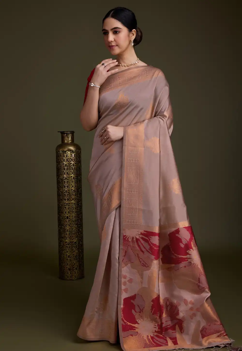 Pink Banarasi Silk Saree 291246