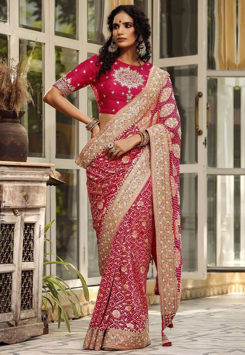 Pink Banarasi Silk Saree 280352