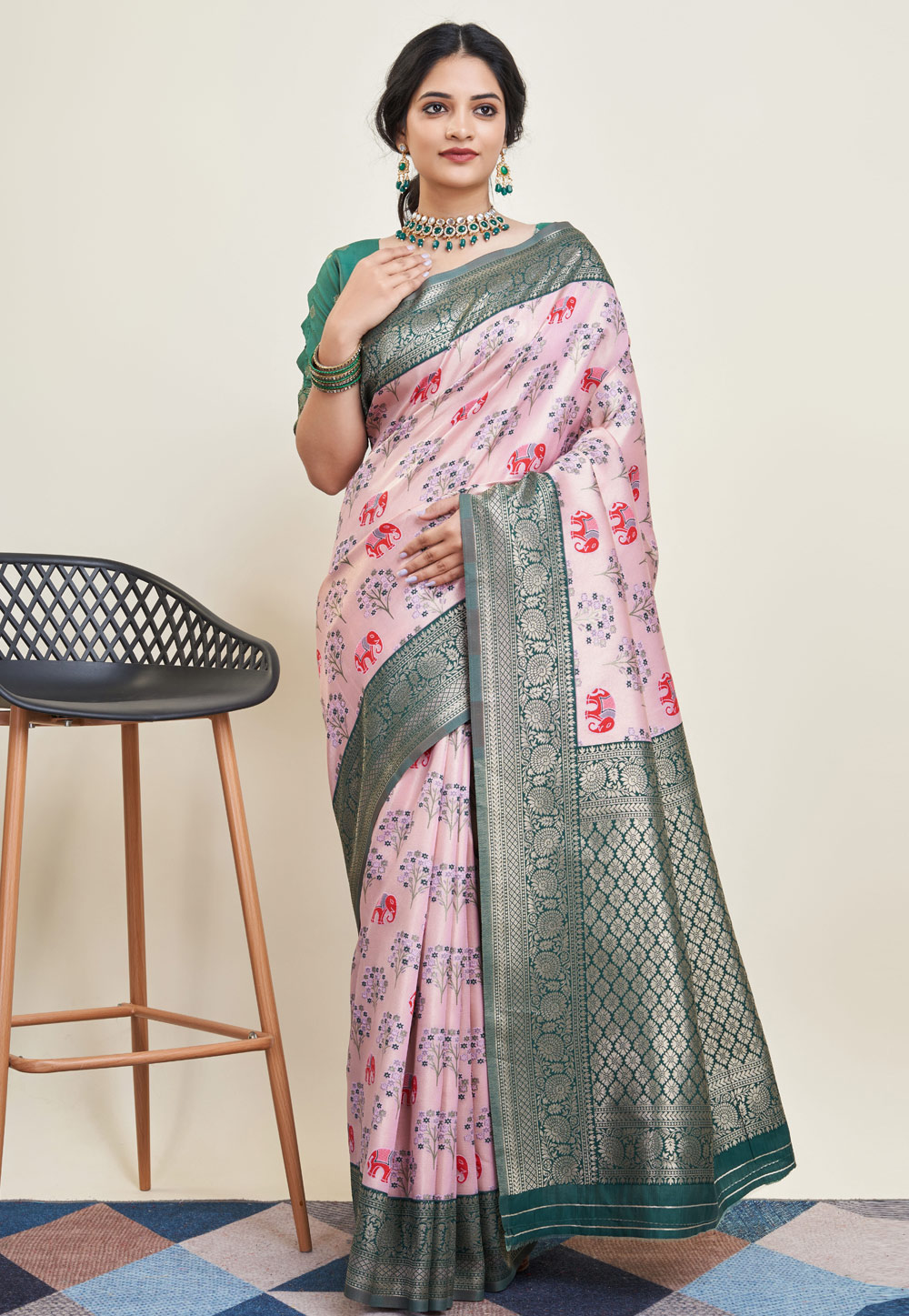 Pink Banarasi Silk Saree 283734