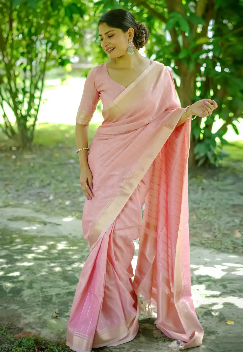 Pink Banarasi Silk Saree 294779