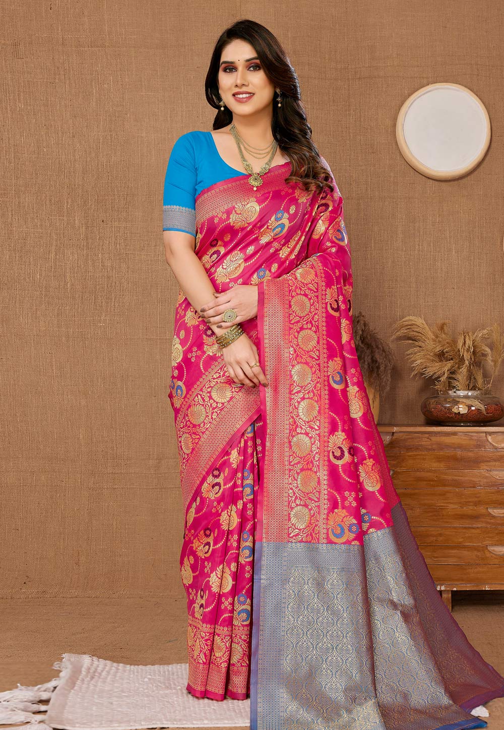 Pink Banarasi Silk Saree 285940