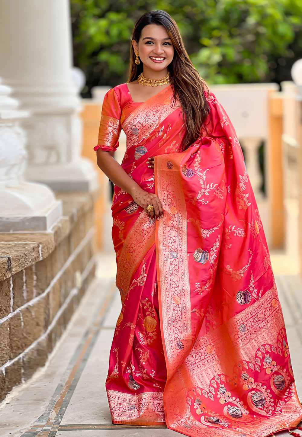 Pink Banarasi Silk Saree 310558
