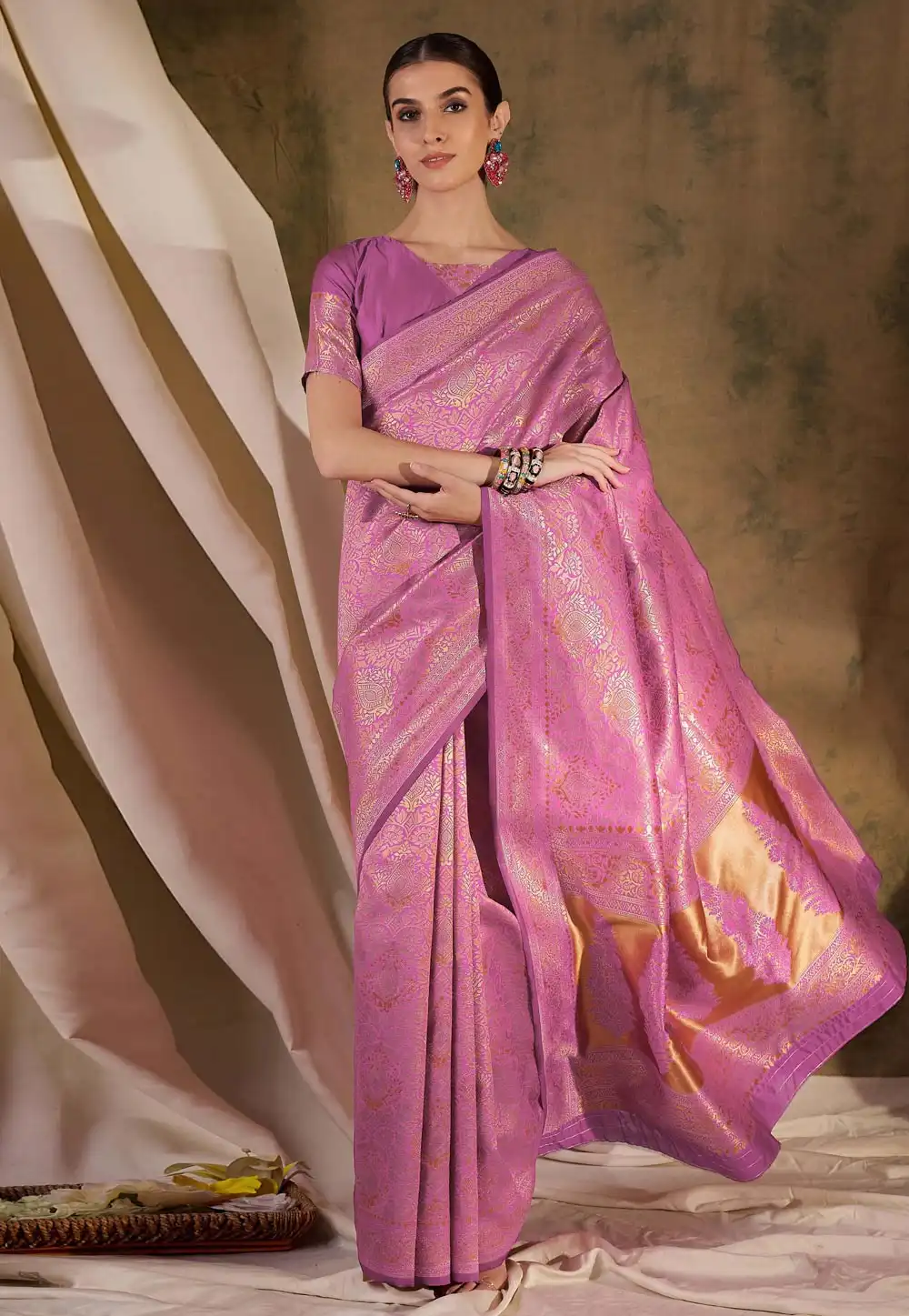 Pink Banarasi Silk Saree 289666