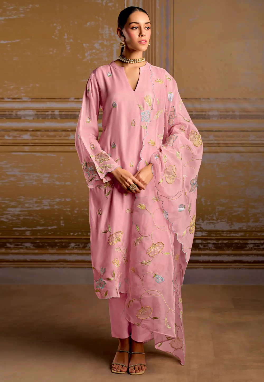 Pink Bemberg Pant Style Suit 299312