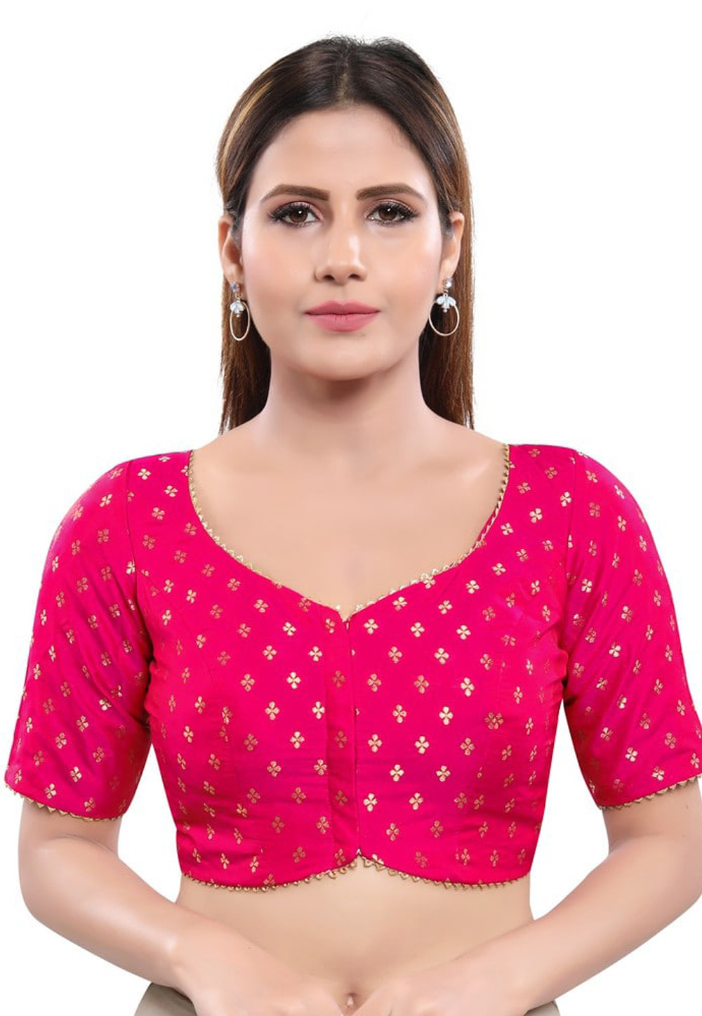 Pink Brocade Readymade Blouse 310996
