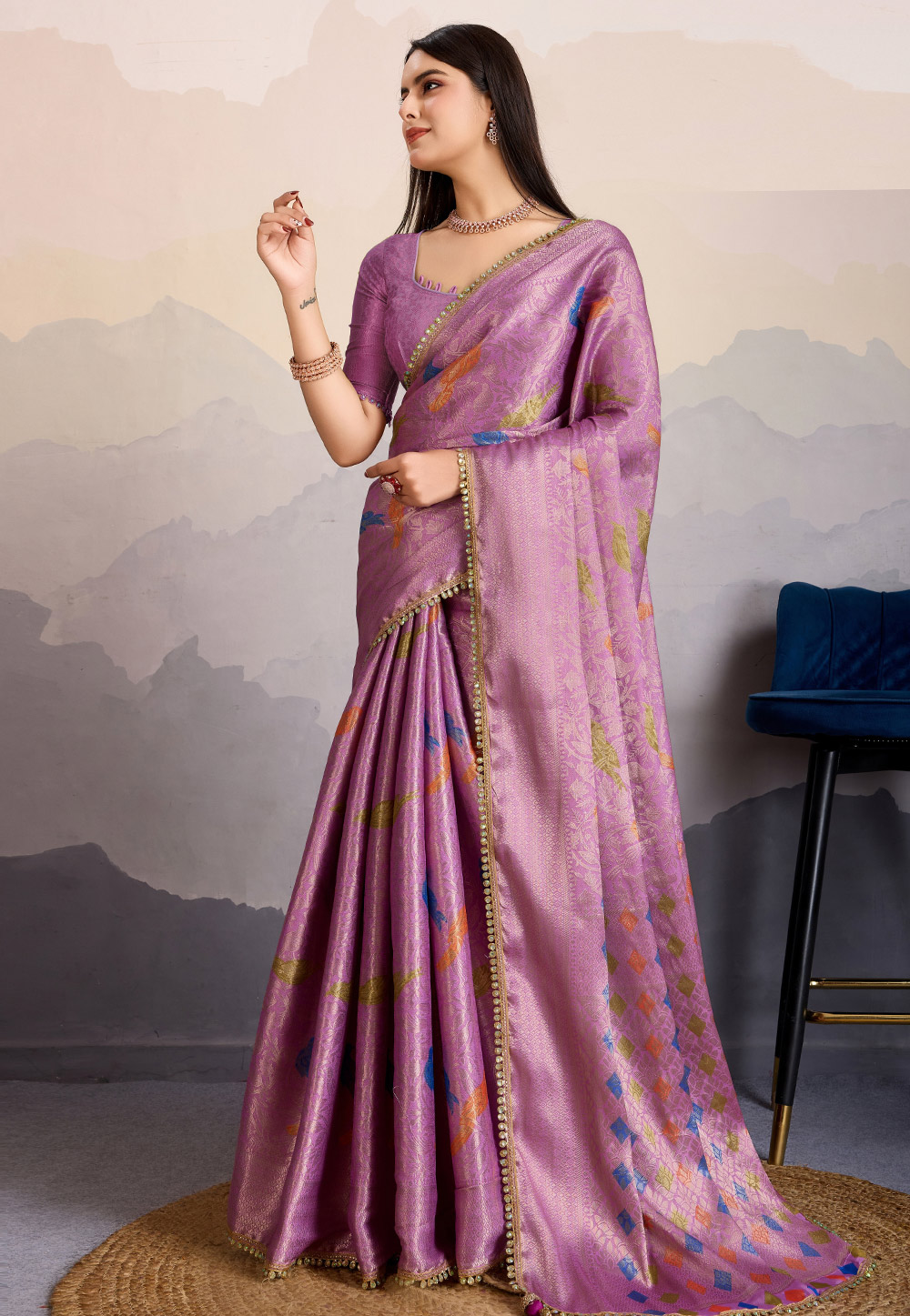 Pink Brocade Silk Saree With Blouse 305617