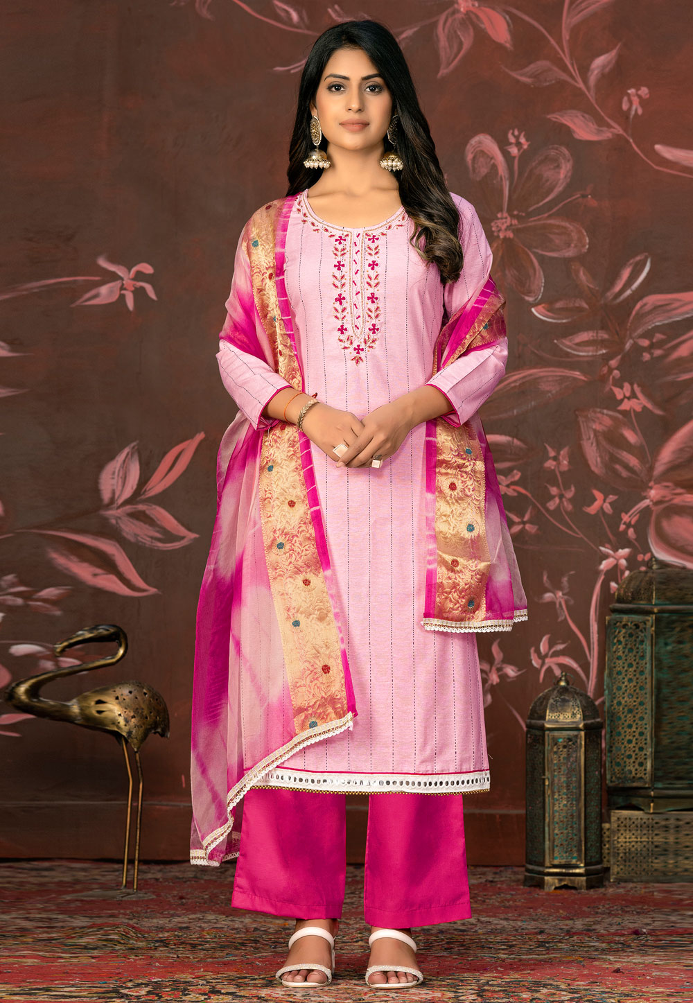 Pink Cambric Cotton Pakistani Suit 281046