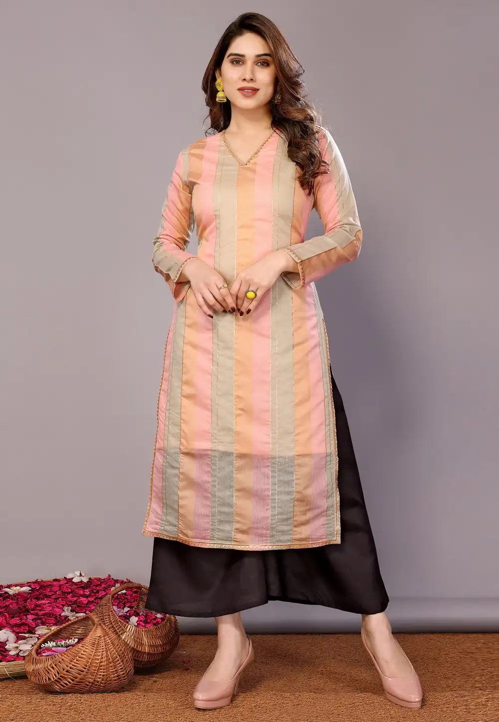 Pink Chanderi Cotton Long Tunic 290705