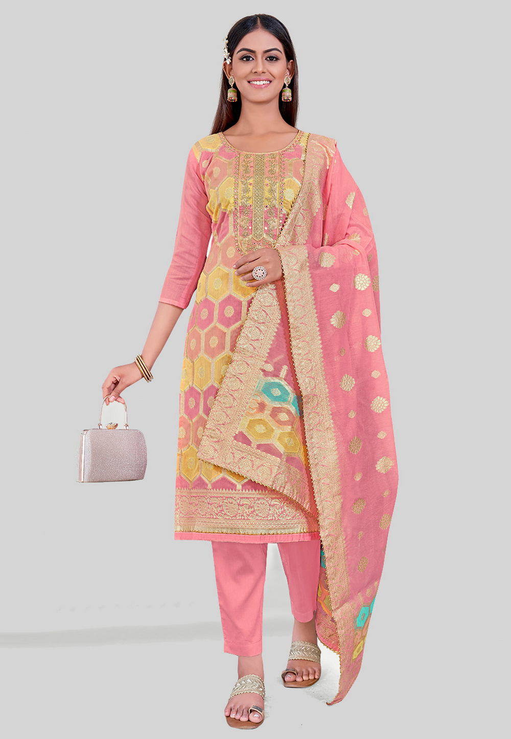 Pink Chanderi Silk Pakistani Suit 284472