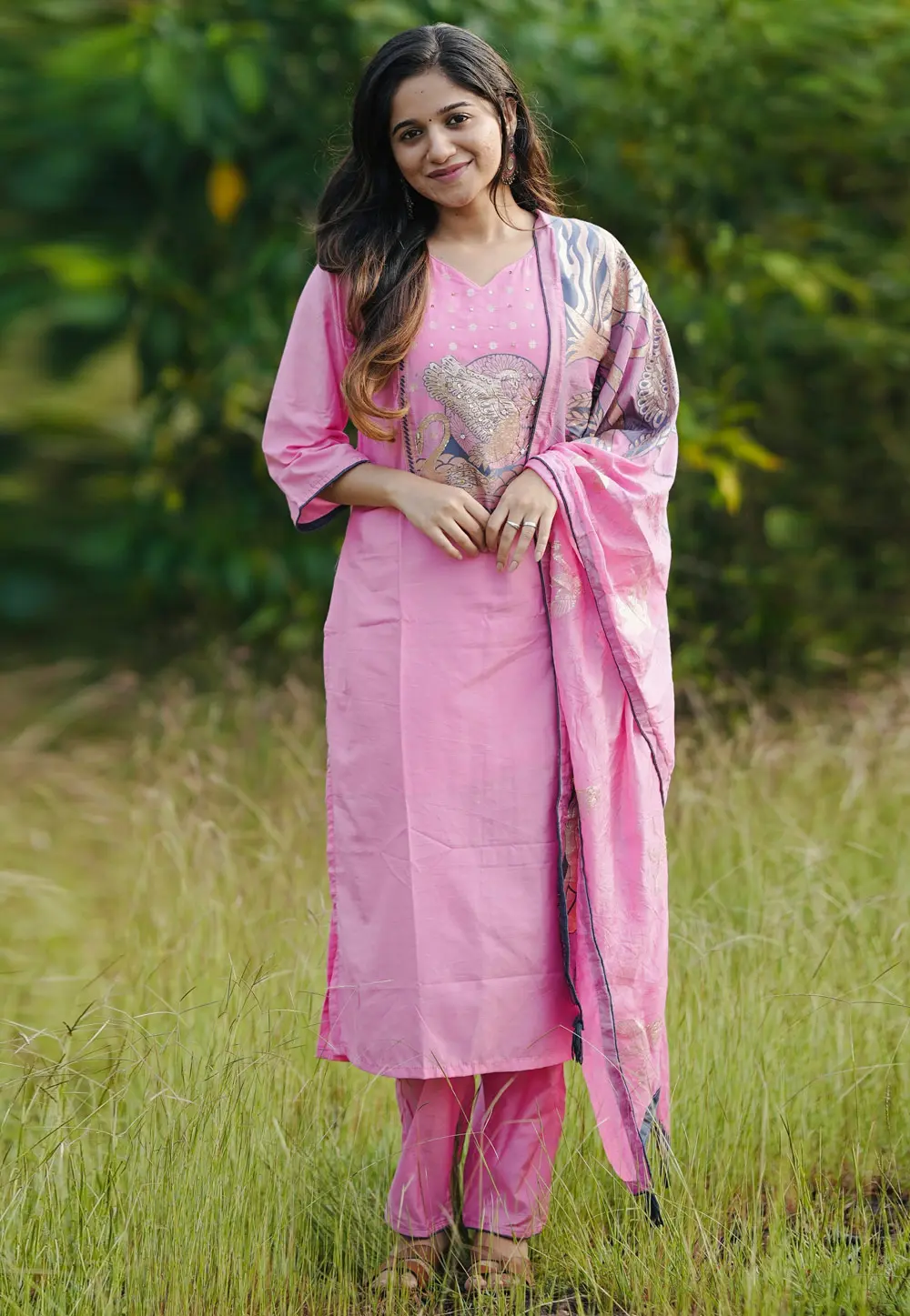 Pink Chanderi Silk Readymade Pakistani Suit 303188