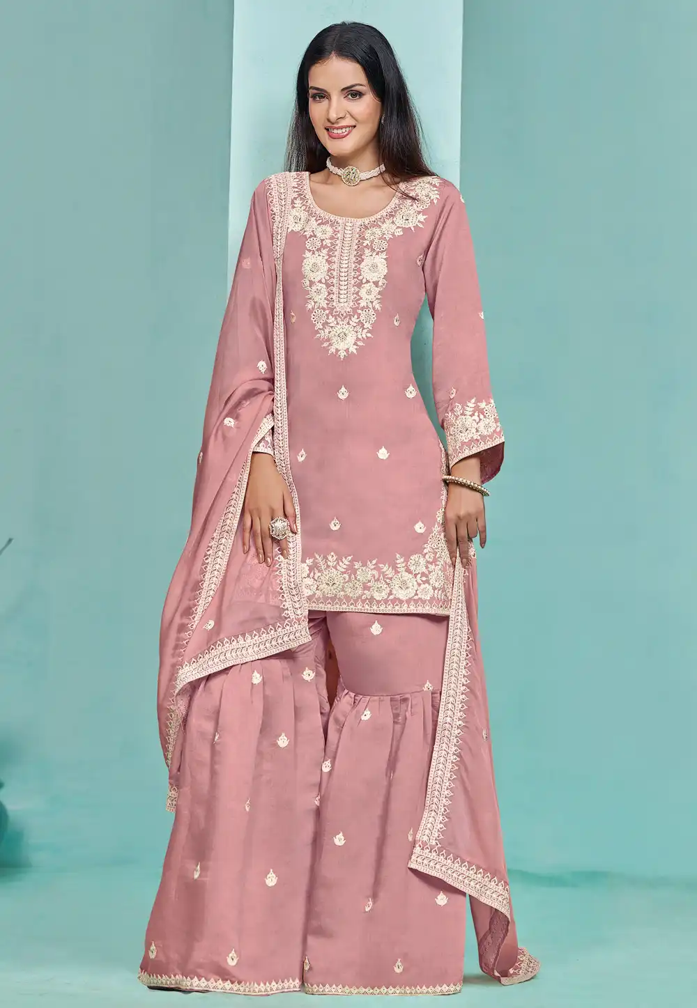 Pink Chanderi Silk Sharara Suit 292853