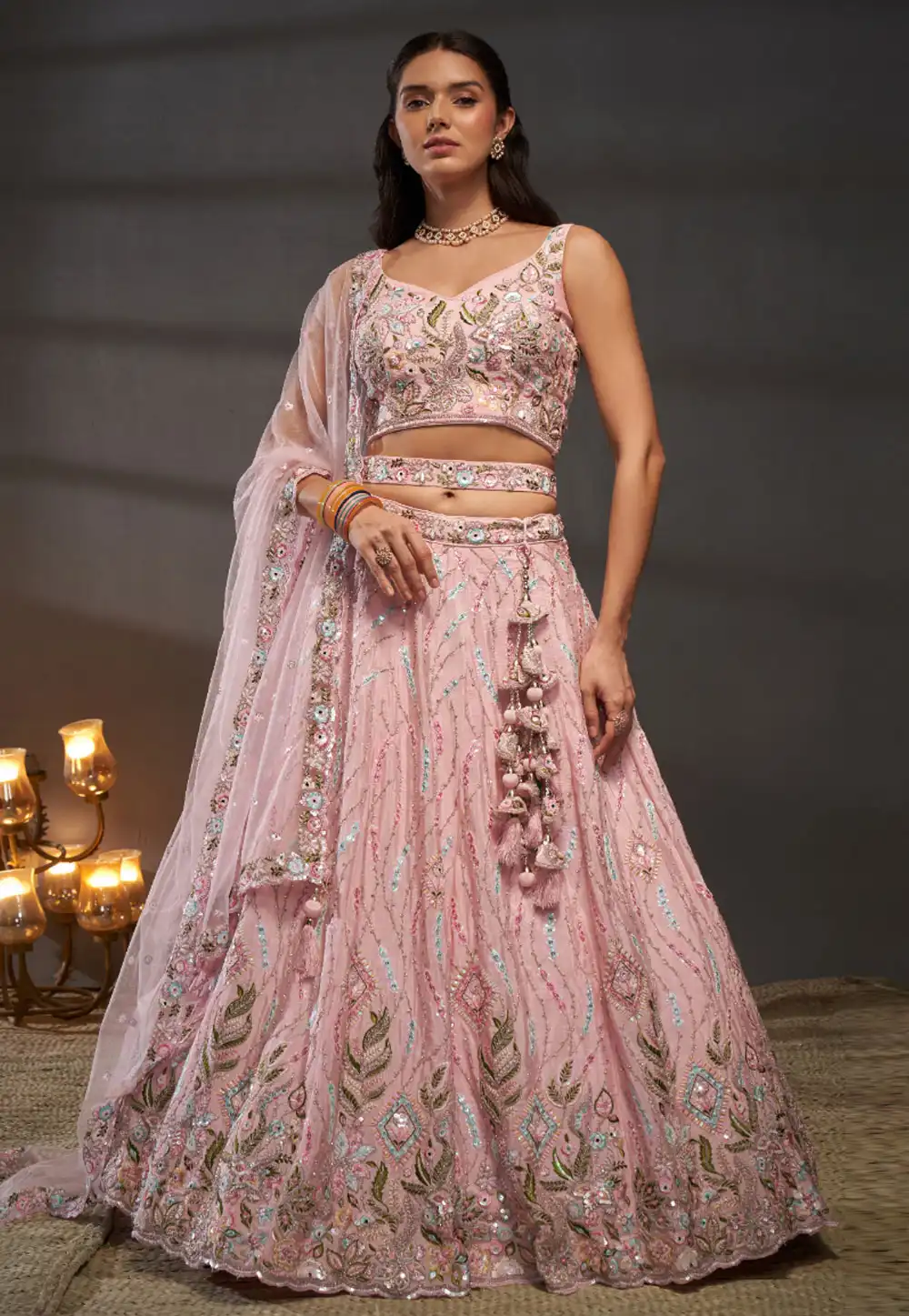 Pink Chiffon Circular Lehenga Choli 290177