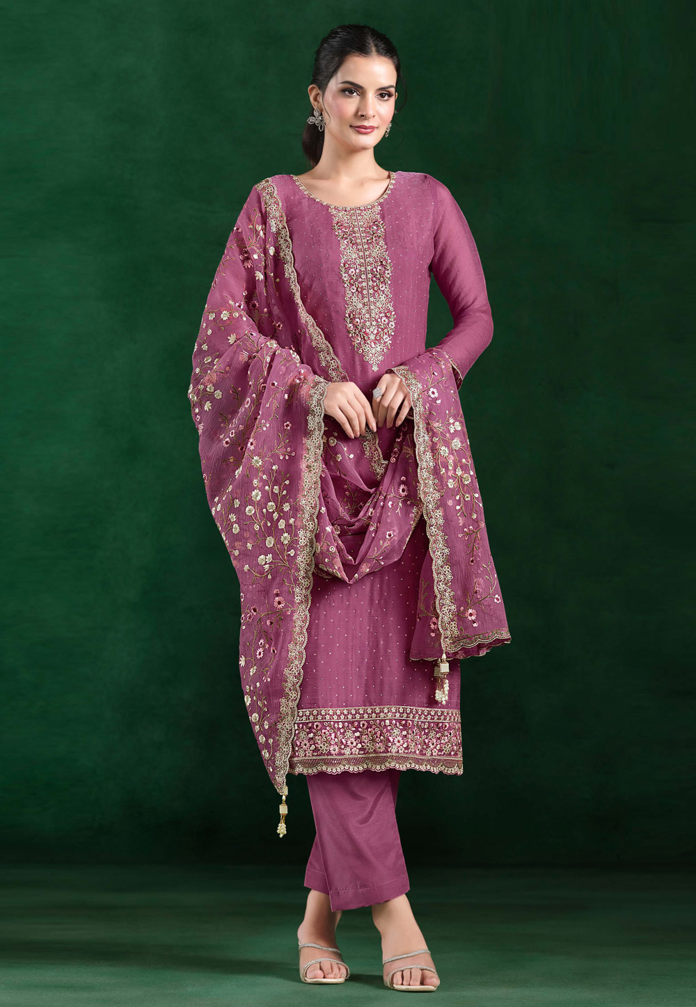 Pink Chiffon Pakistani Suit 310943