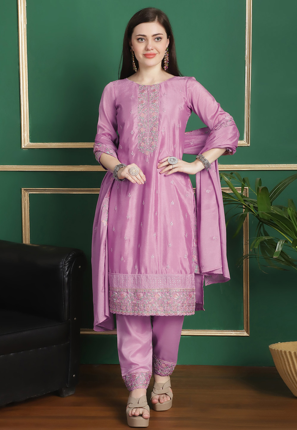 Pink Chinon Chiffon Pakistani Suit 309898