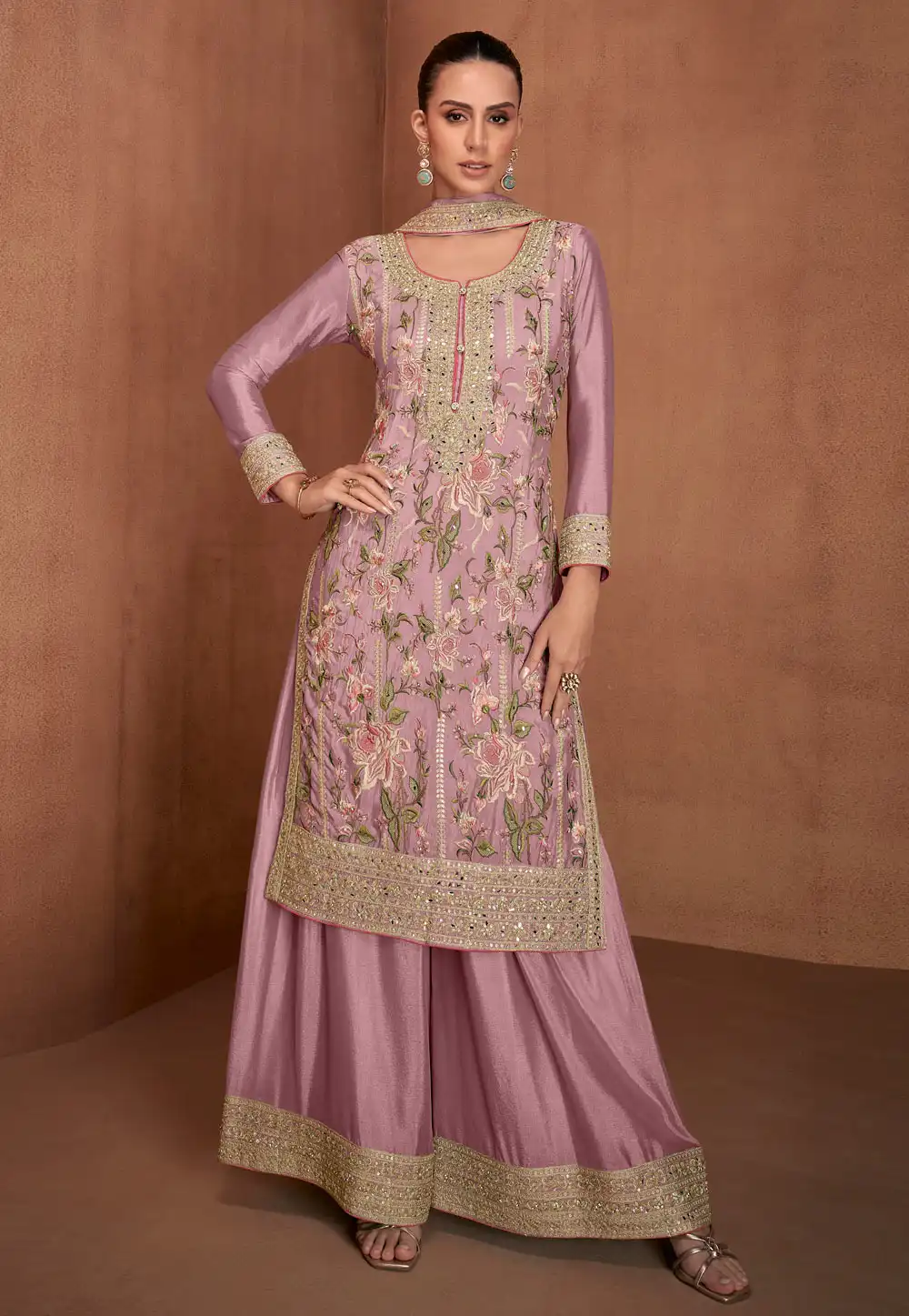 Pink Chinon Embroidered Pakistani Suit 294217