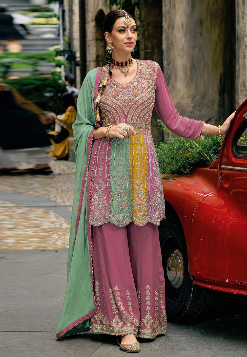 Pink Chinon Pakistani Suit 280674