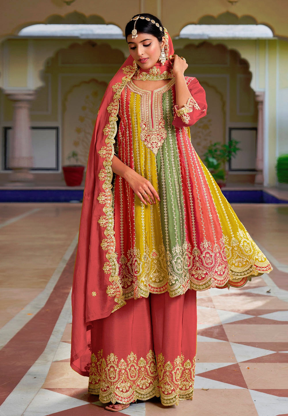 Pink Chinon Pakistani Suit 282378
