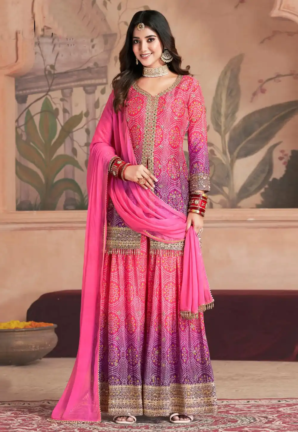 Pink Chinon Pakistani Suit 294898