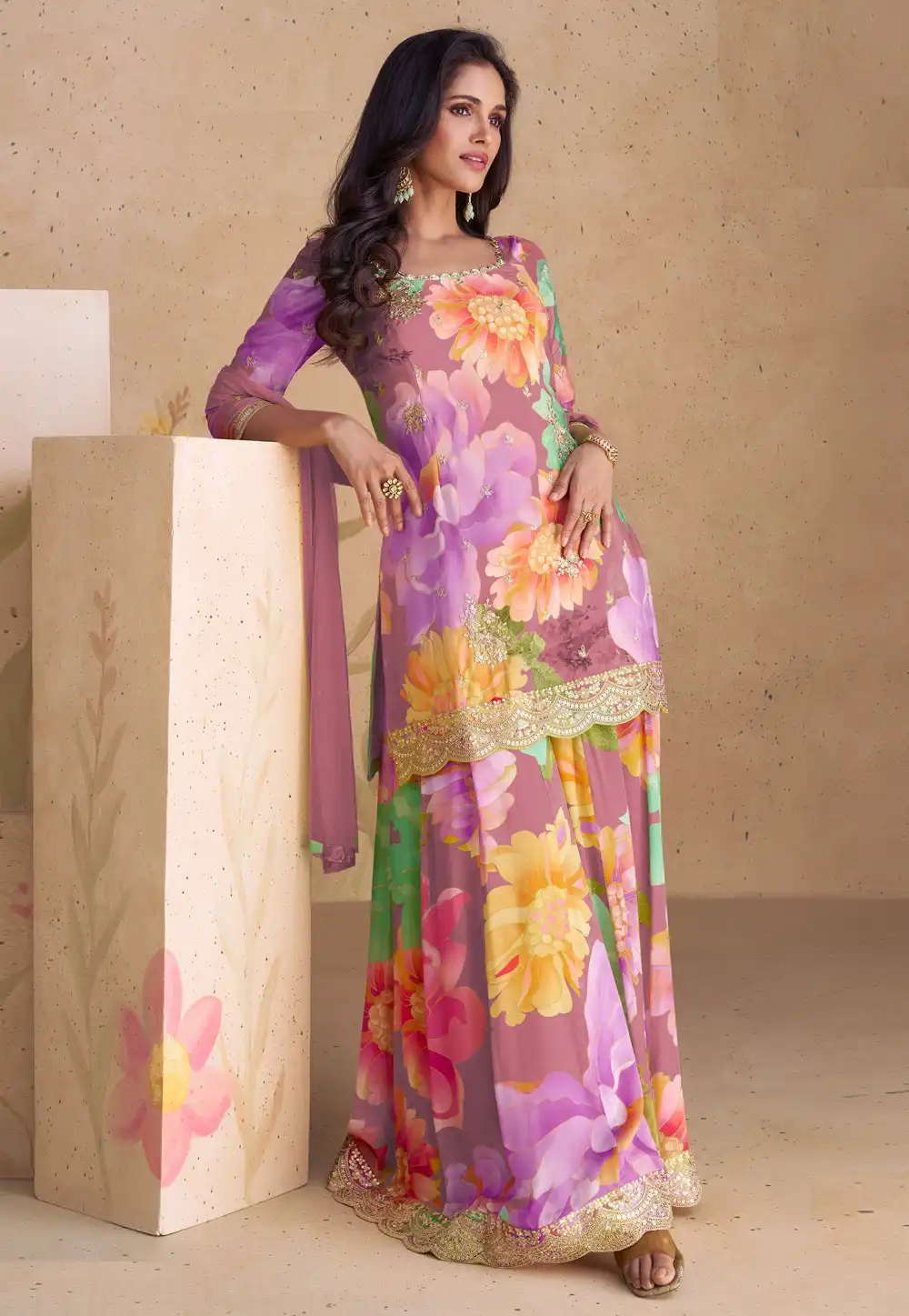 Pink Chinon Pakistani Suit 293122