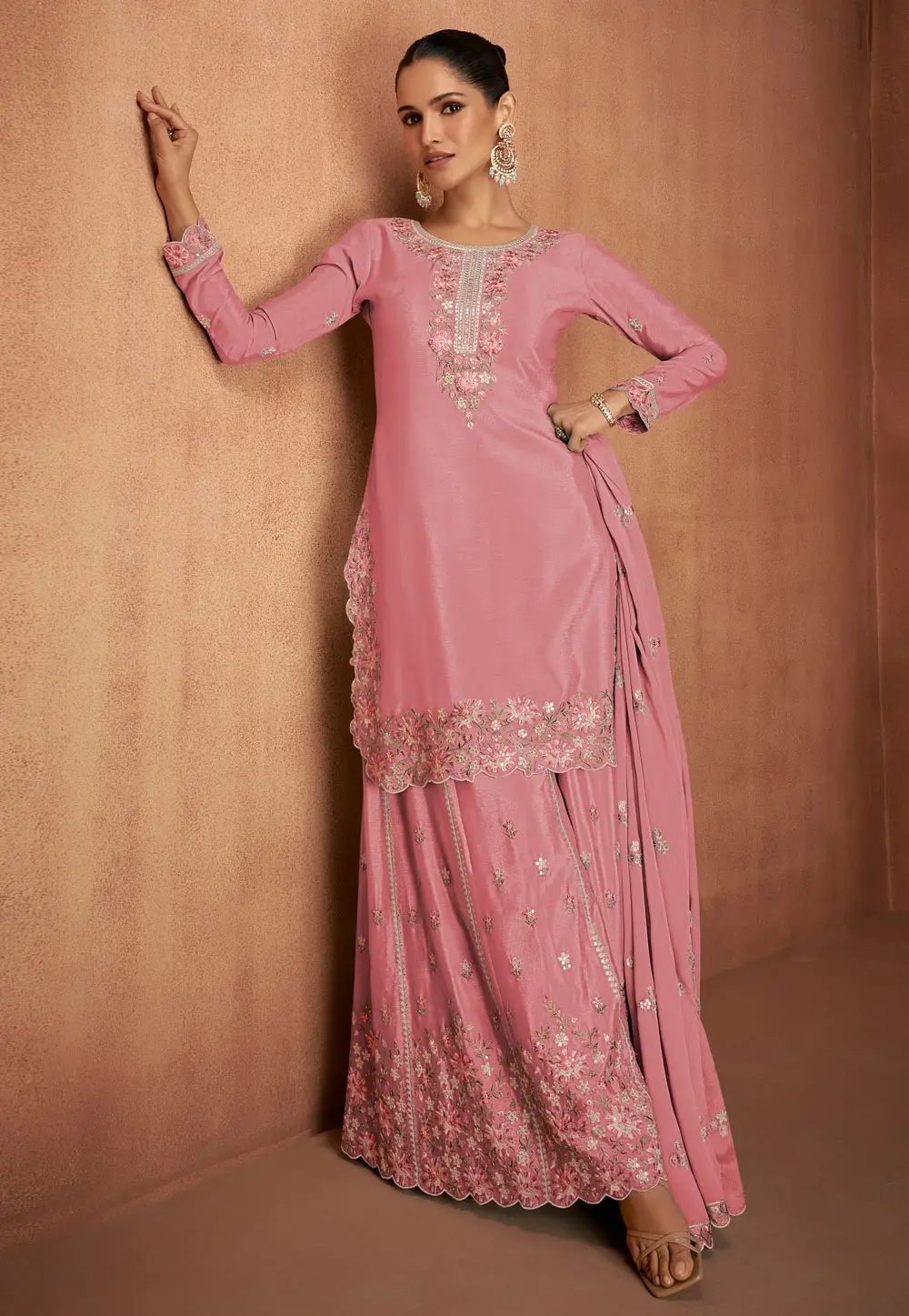 Pink Chinon Pakistani Suit 295199